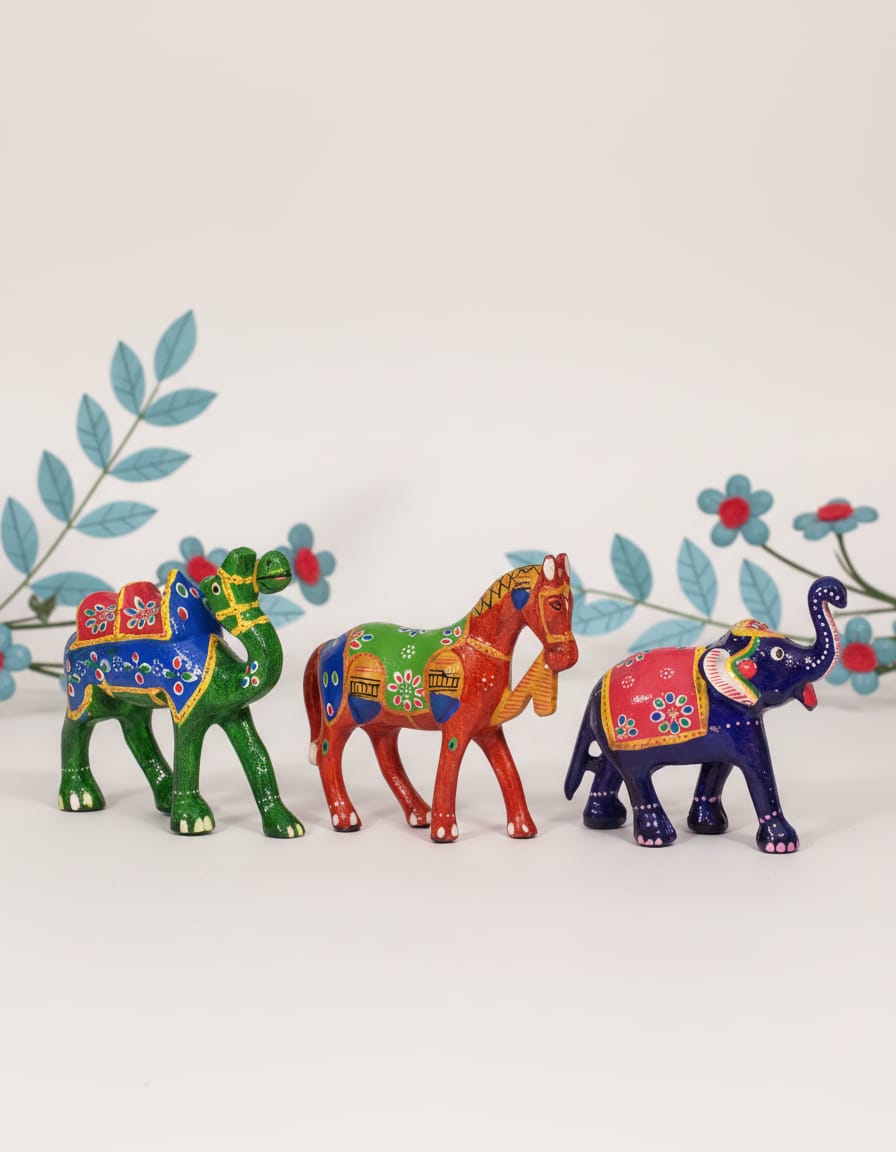 6 Inchi Elephant Horse Blue Set 