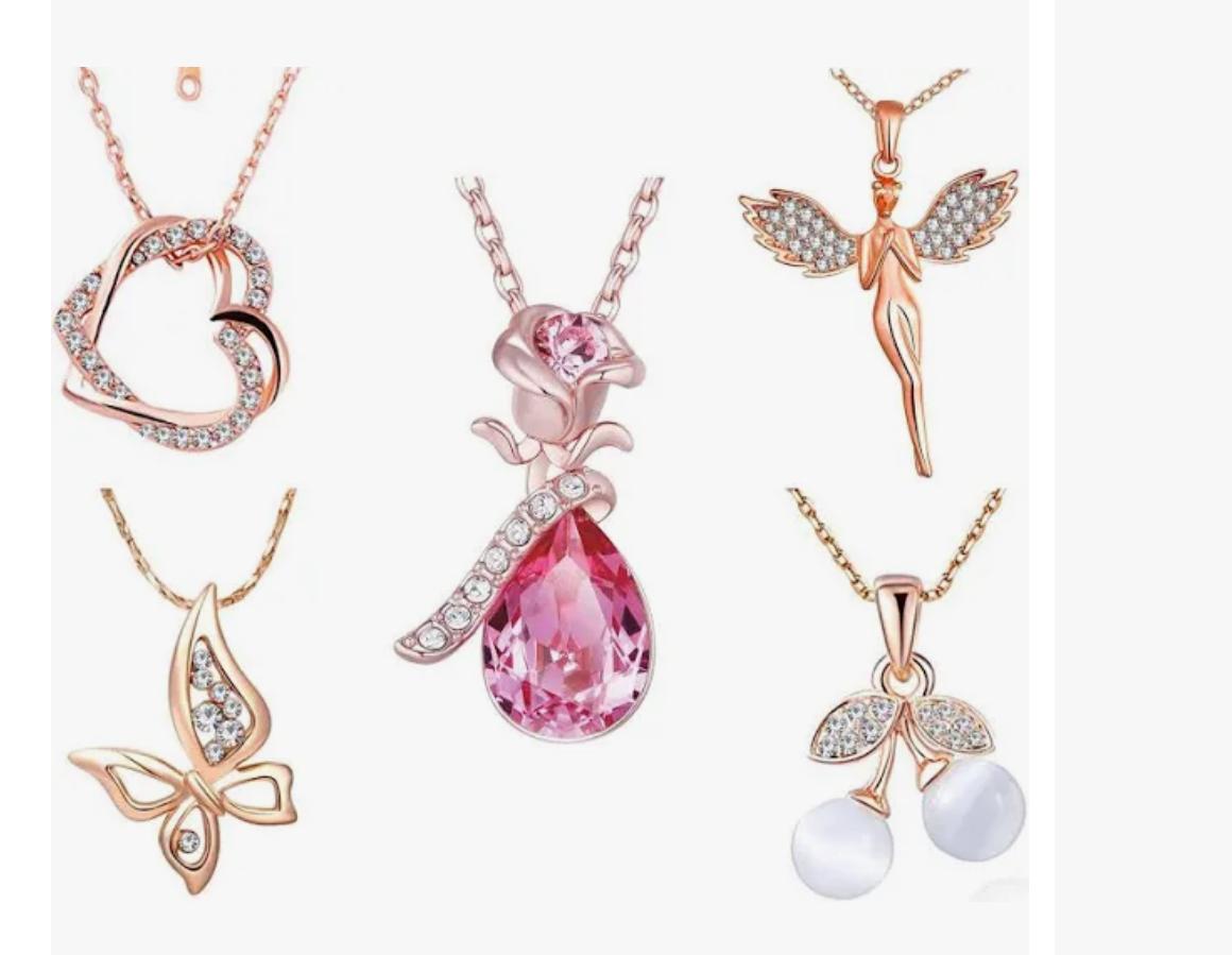 Valentine Imitation Jewellery Pendant Necklace Embellished with Pink & White Crystal Elements Red Jewellery Set