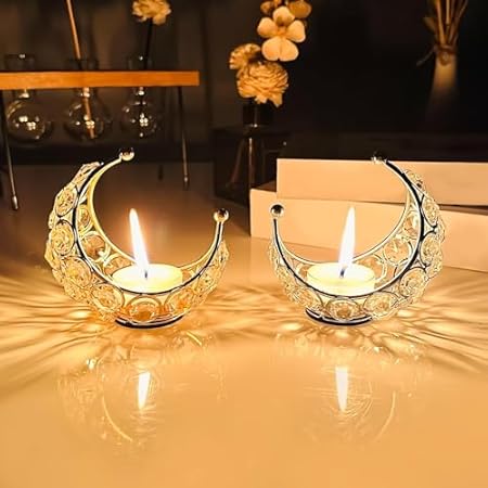 Crescent Moon Crystal Tealight Candle 