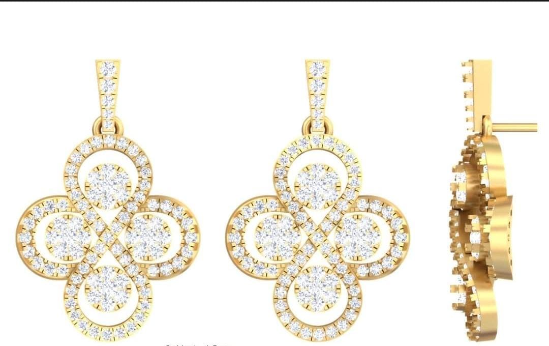 gold and diamond floral motif earrings