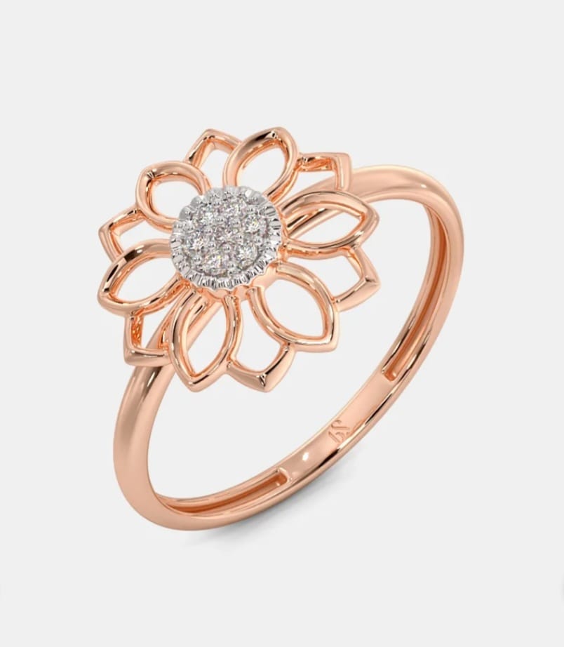 Rose Gold Diamond Floral Ring