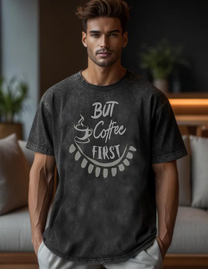 Acid Wash Graphic Text Printed Oversized T-Shirt for Men