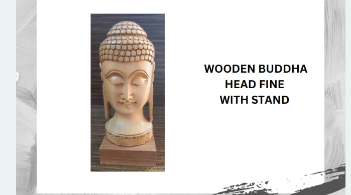 WOODEN BUDDHA HEAD FINE WITH STAND