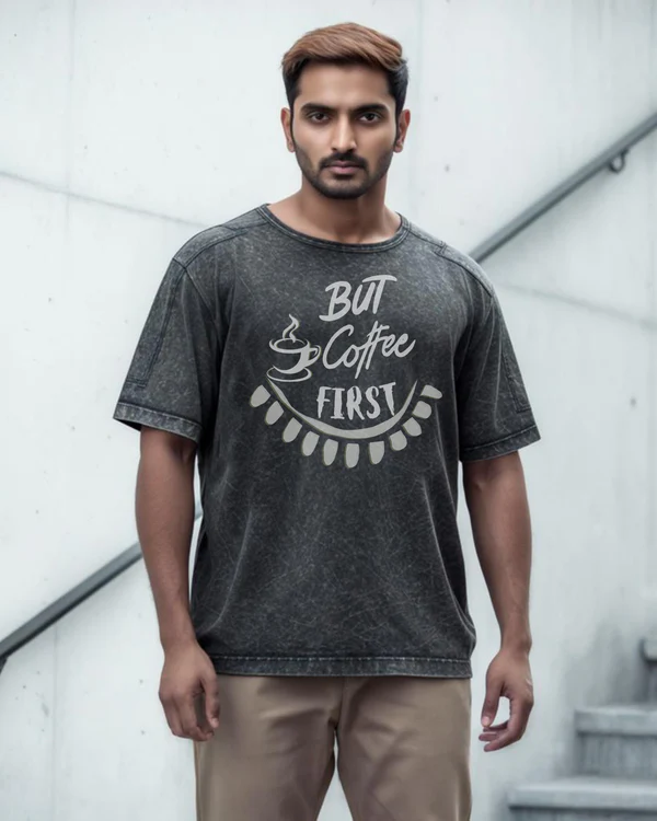 Acid Wash Graphic Text printed Oversized t-shirt for Men