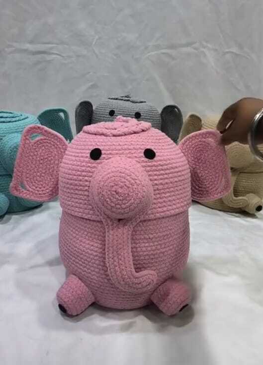 Elephant-Shaped Toy Basket 