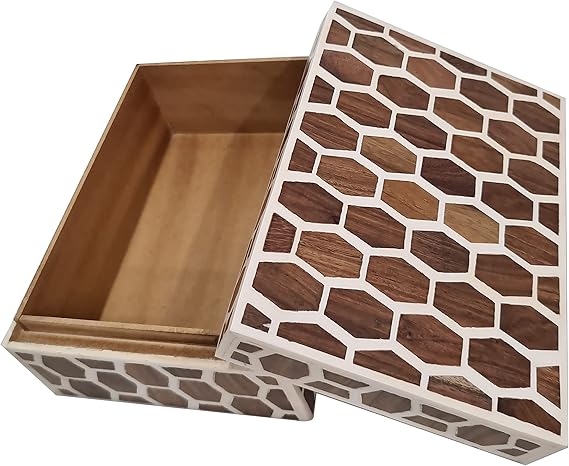 Honeycomb Bone Inlay Jewelry Box