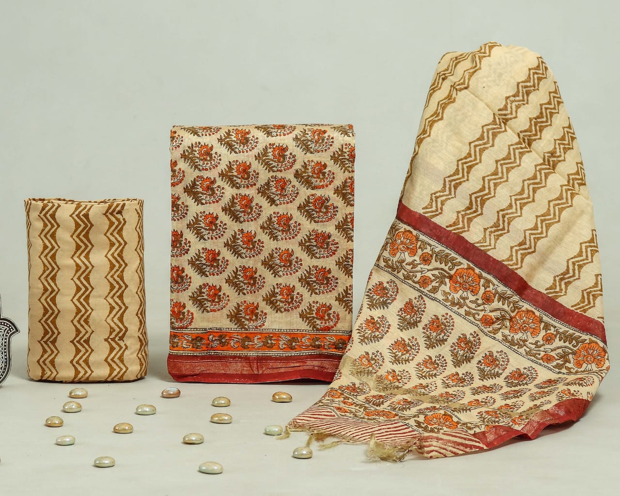  Hand Block Chanderi Silk Dress