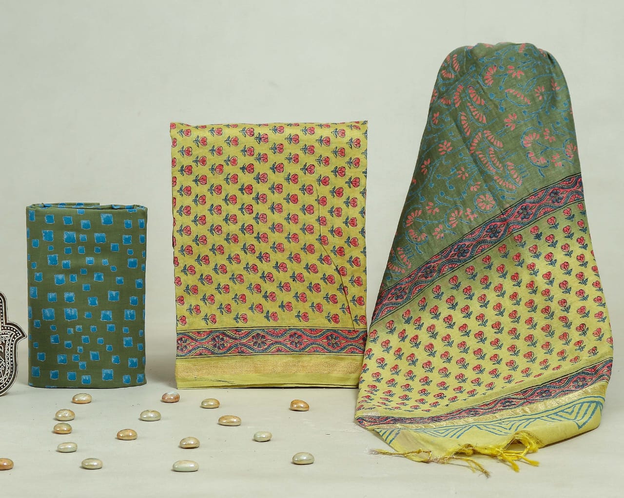  Hand Block Chanderi Silk Dress