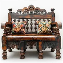 handcrafted antique wooden sofa