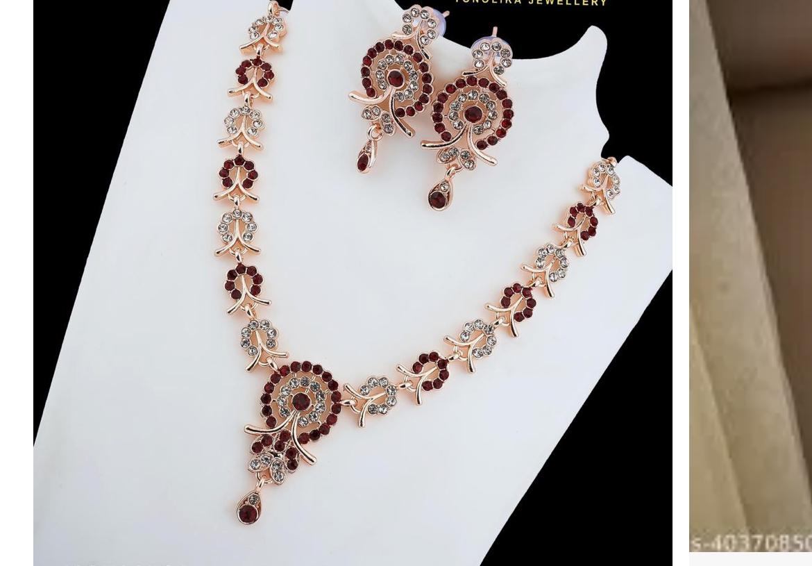 Tonolika Jewellery Alloy Gold-Plated Red Jewellery Set
