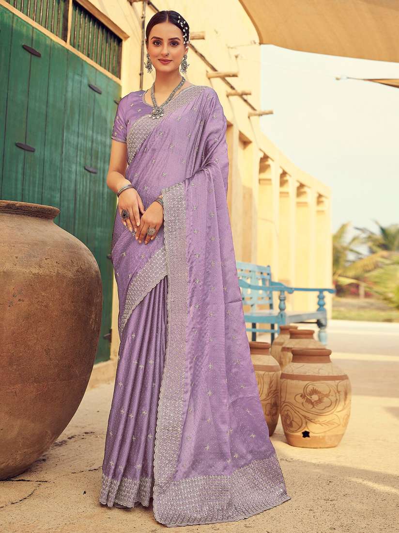 Embroidered Pure Georgette Chanderi Saree