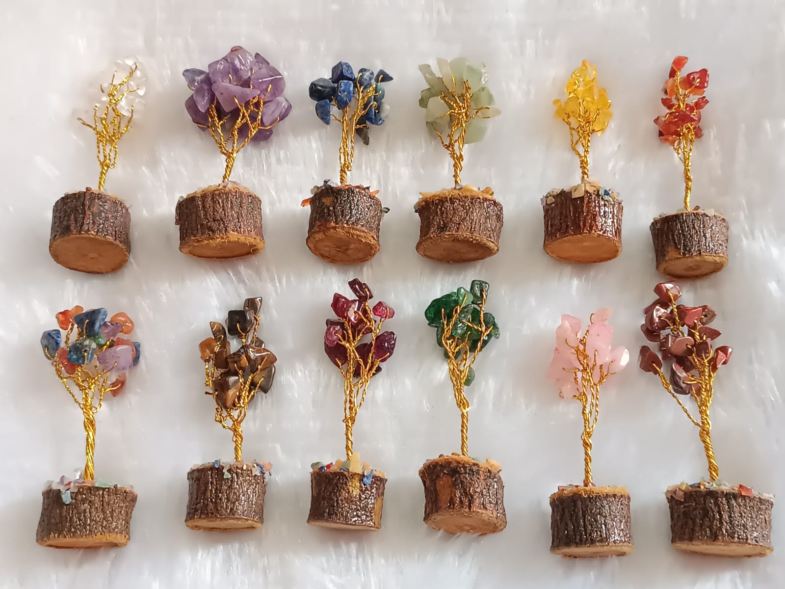 All types of Gemstone crystal healing tree