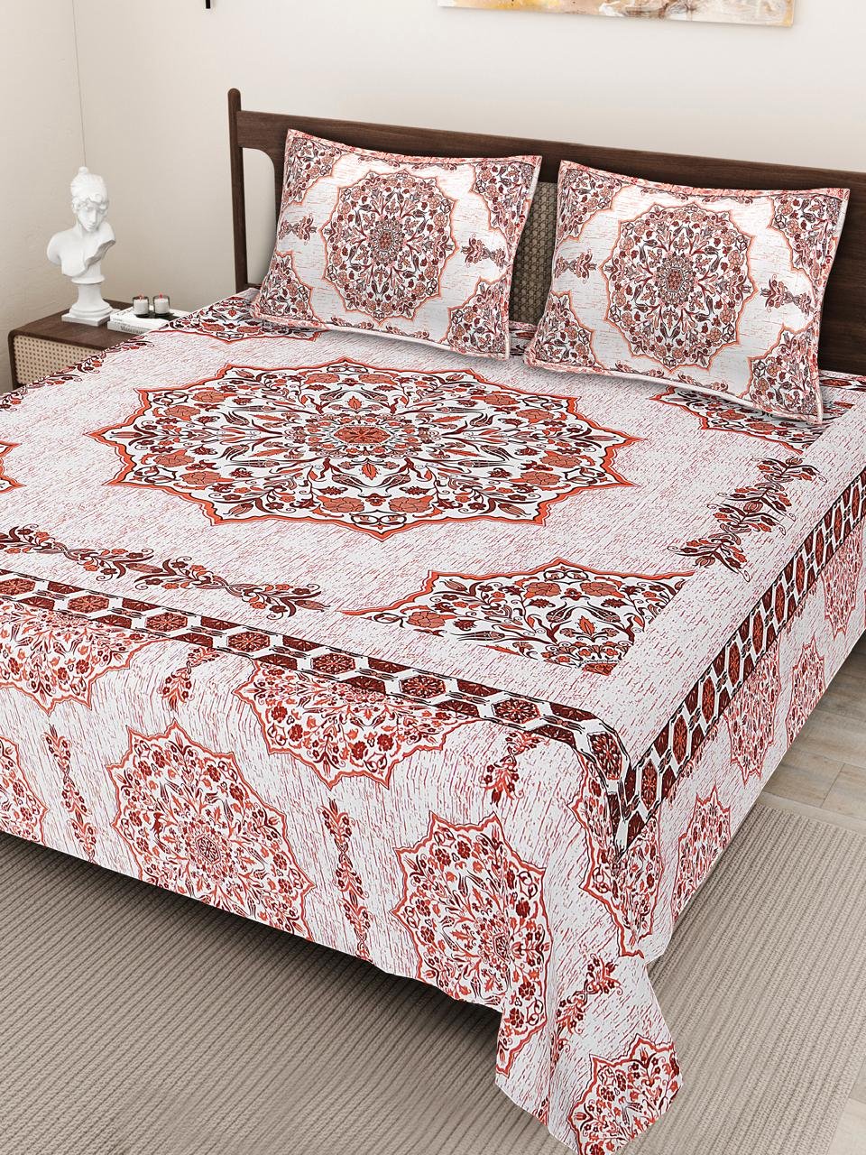 Jaipuri Floral Cotton King Size Bedsheet.