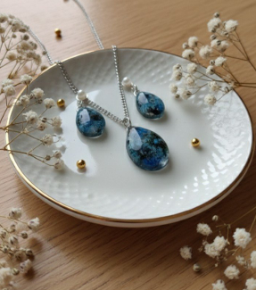 Blue Apatite pendant and earring set