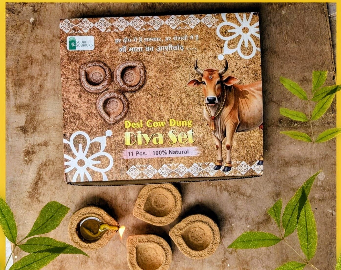 Cow Dung Diya Lamp 