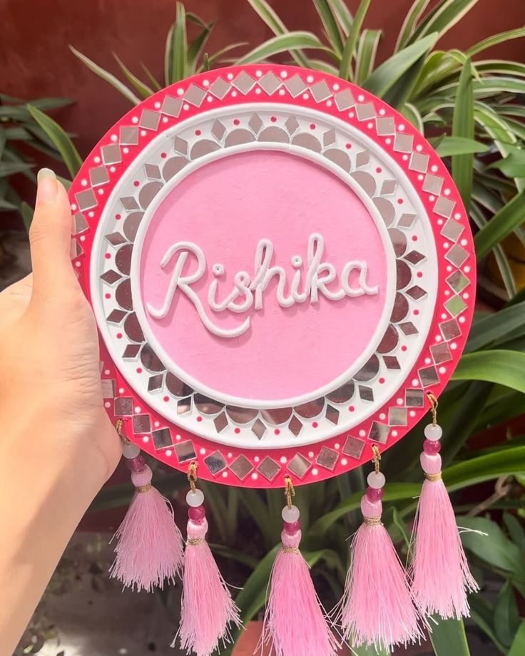  Customized Lippan Art Name Plate