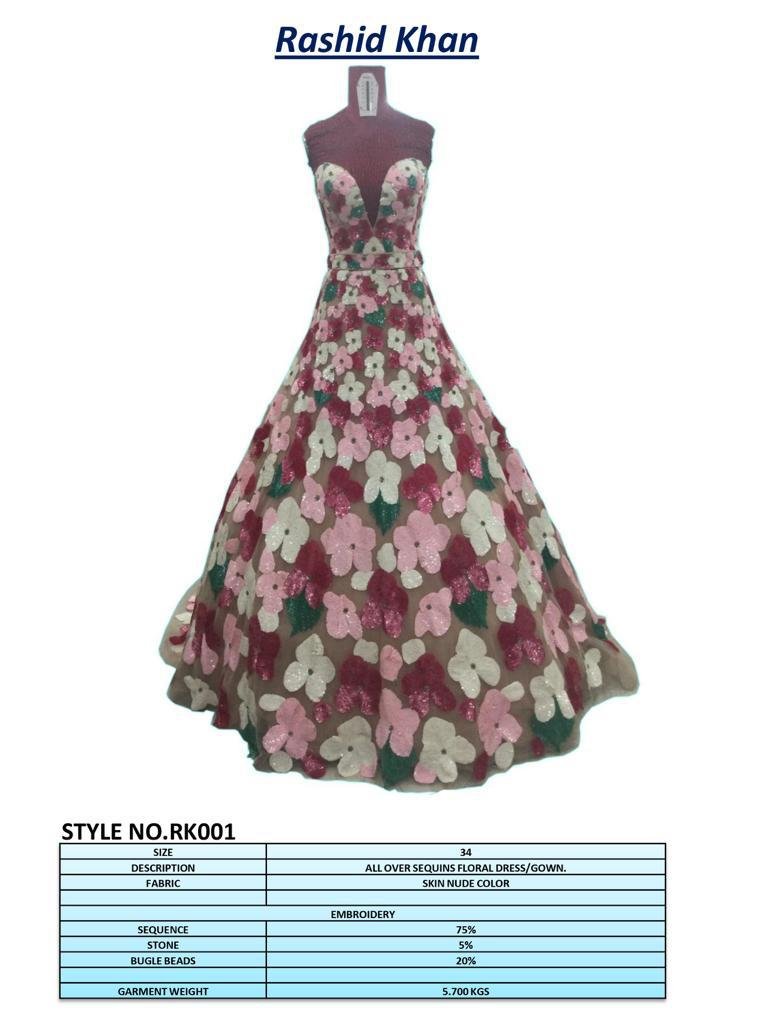 Floral Sequin Ball Gown