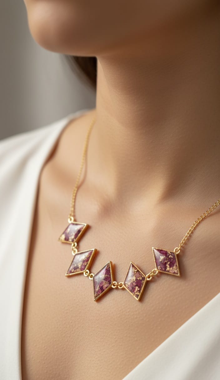 Gold Flake Rhombus-Shaped Pendants