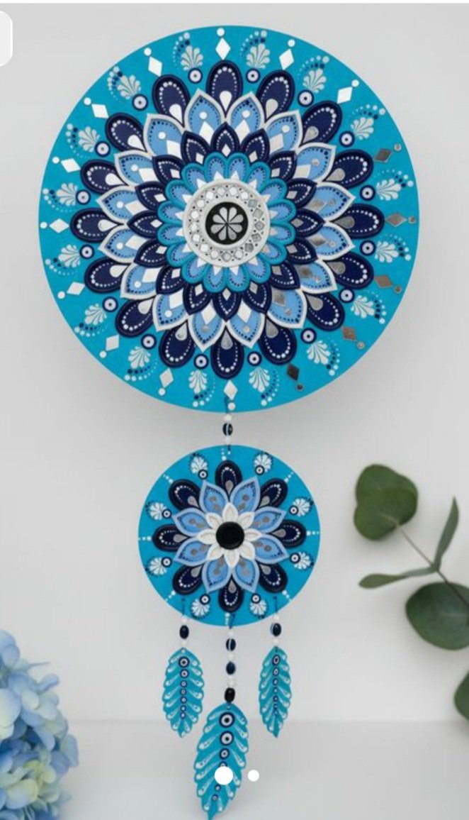 Hand-Painted Dot Art Mandala Dream Catcher Wall Hanging