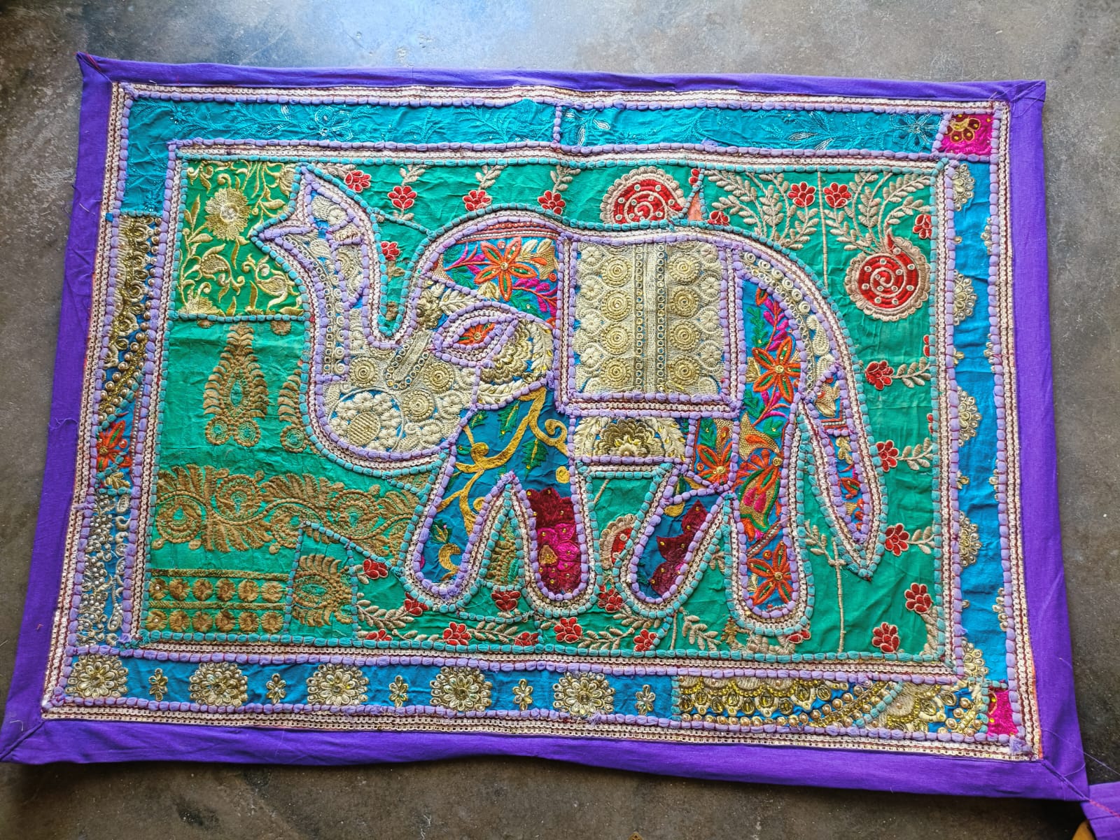 Indian embroidered elephant wall hanging