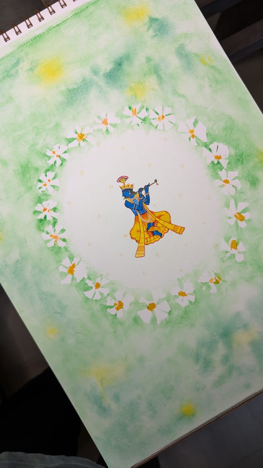 Miniature krishna water colour