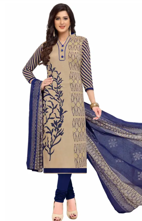 Unstitched Cotton Blend Salwar Suit Material Printed