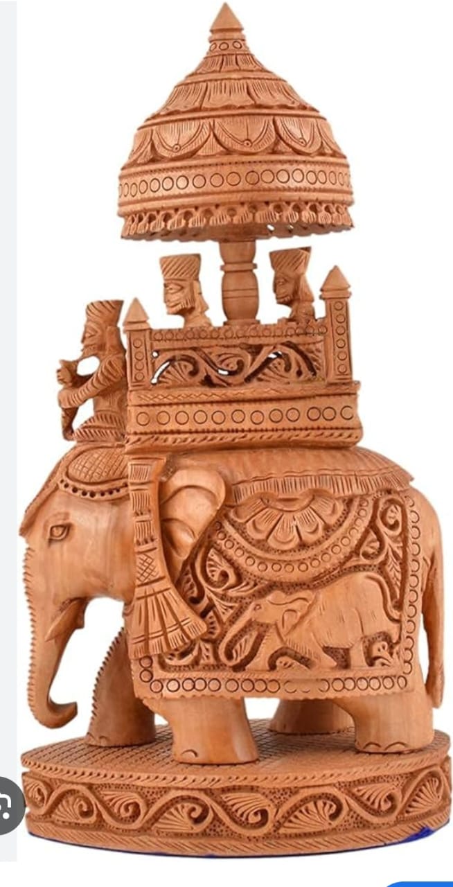 Wooden Ambabari Elephant Statue 