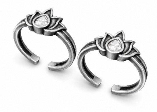  Zalkari Silver Lotus Flower Toe Rings